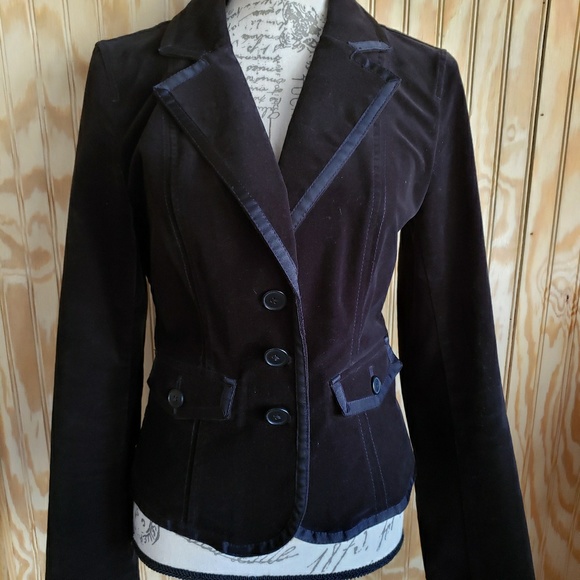 ANN TAYLOR LOFT Black Velour Jacket - Picture 1 of 8